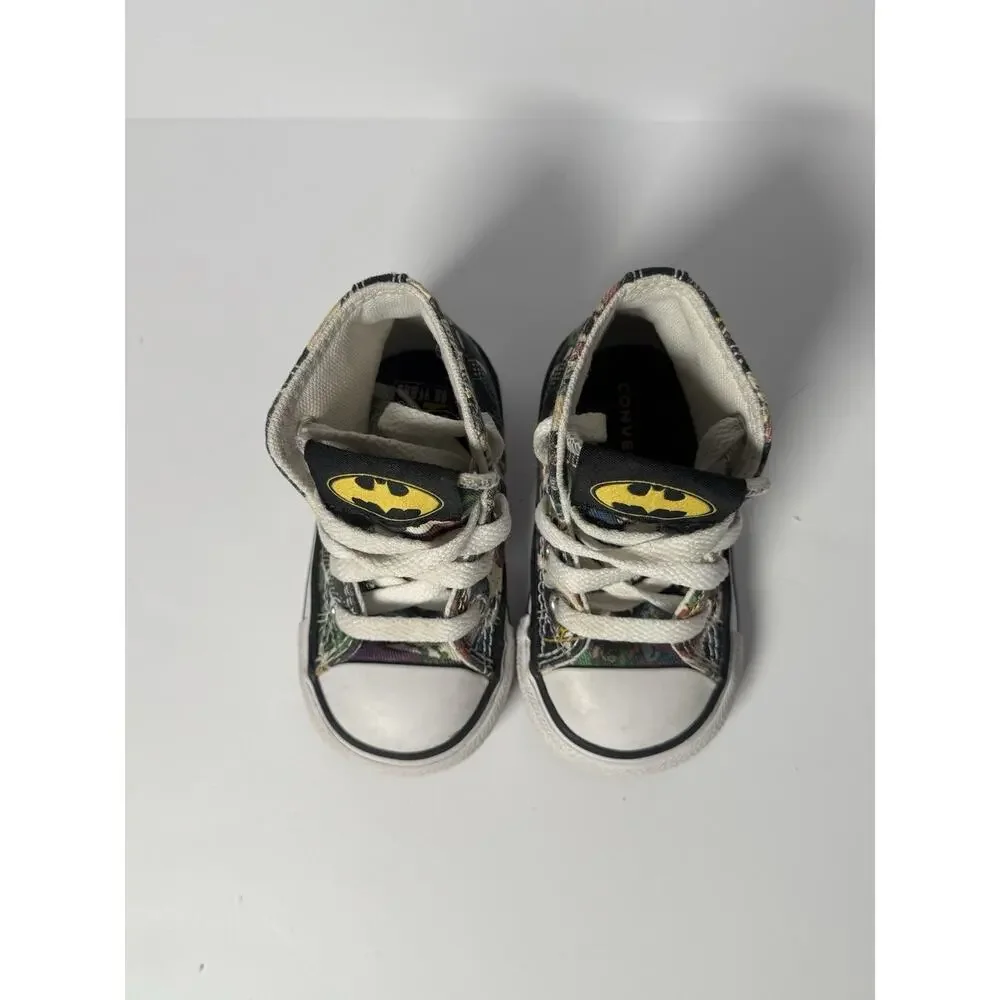 Converse Batman Toddler High Top Sneakers Size 4 Comic Print Shoes